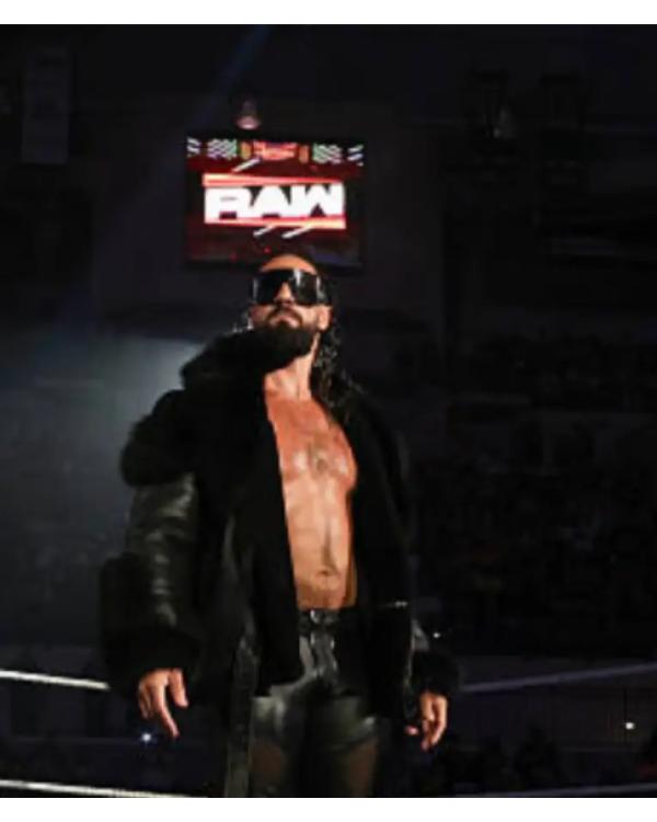 Seth Rollins Monday Night RAW Black Leather Fur Jacket