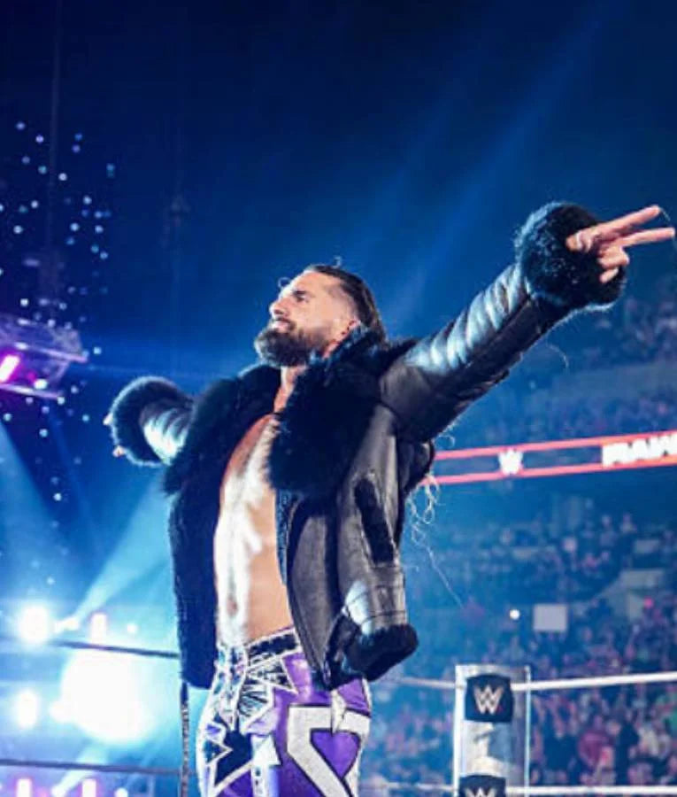 Seth Rollins WWE Monday Night RAW Black Leather Jacket