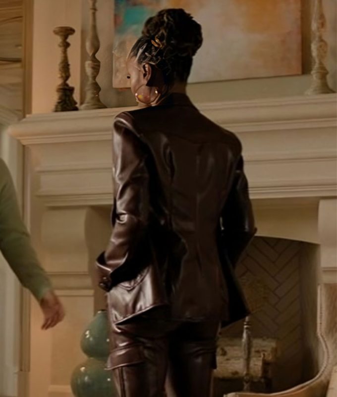 Found S02 Gabi Mosely Brown Leather Blazer