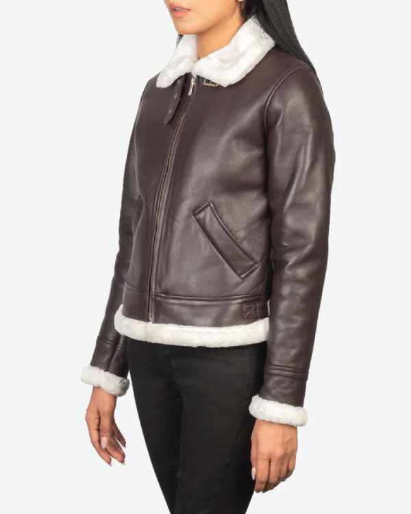 Sherilyn B-3 Maroon Leather Bomber Jacket