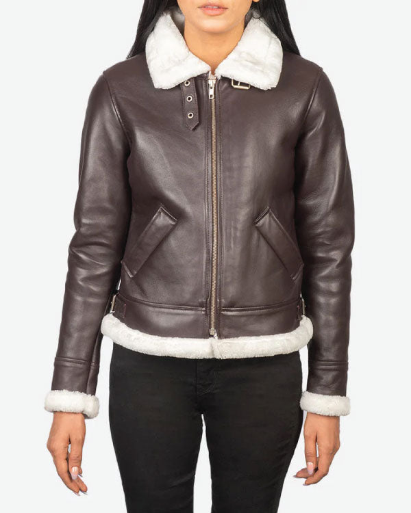 Sherilyn B-3 Maroon Leather Bomber Jacket