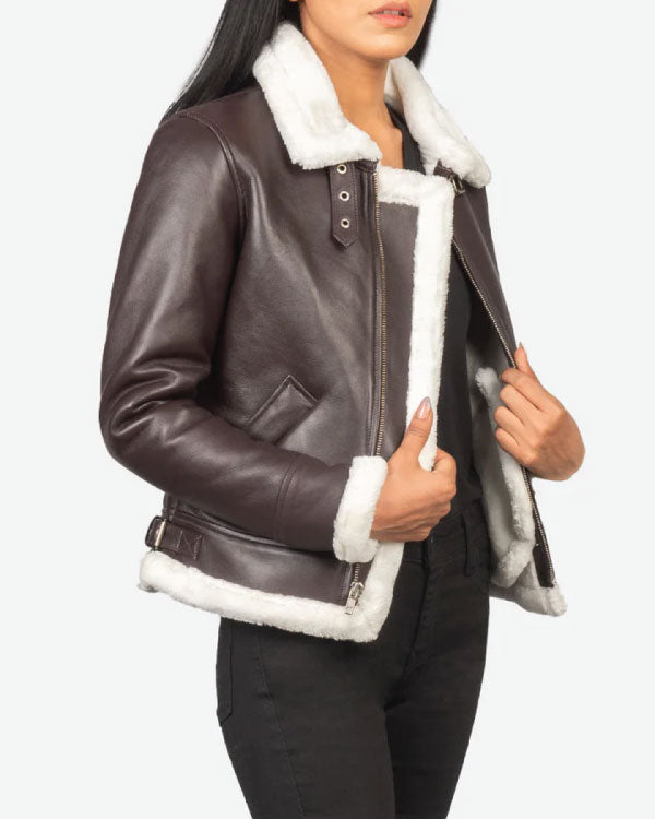 Sherilyn B-3 Maroon Leather Bomber Jacket