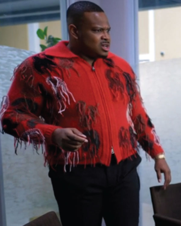 Sistas S09 Brian Jordan Jr. Red Intarisa Zip-Up Cardigan