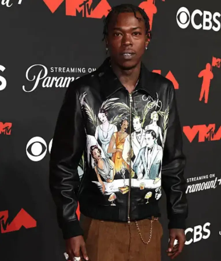 Skillibeng 2025 MTV Video Music Awards Black Leather Jacket