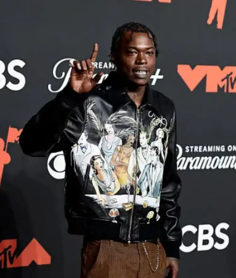 Skillibeng 2025 MTV Video Music Awards Black Leather Jacket