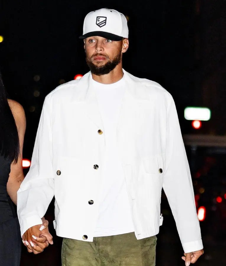 Stephen Curry NYC 2025 White Jacket