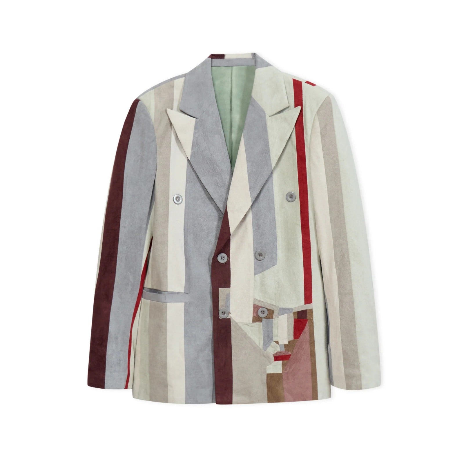 Striped Face Patchwork Gray Suit