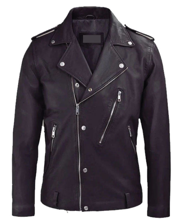 Beast Purple Biker Leather Jacket
