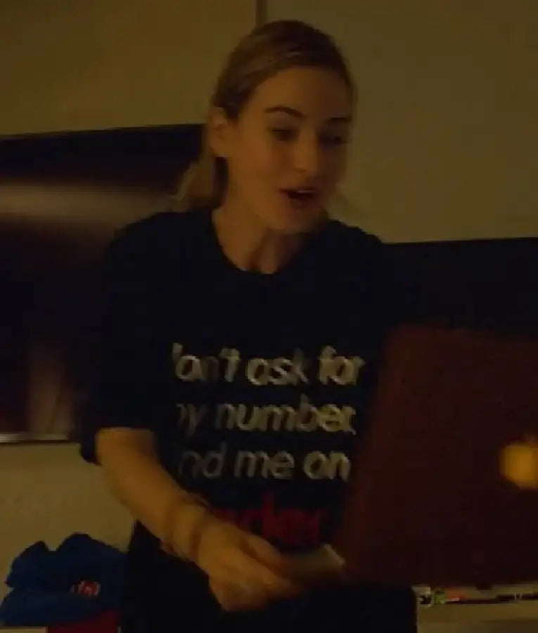 Swiped Lily James Don’t Ask For My Number Find Me On Tinder Black T-Shirt