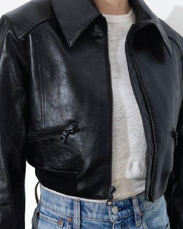 The Equalizer S05 Mel Cropped Leather Jacket
