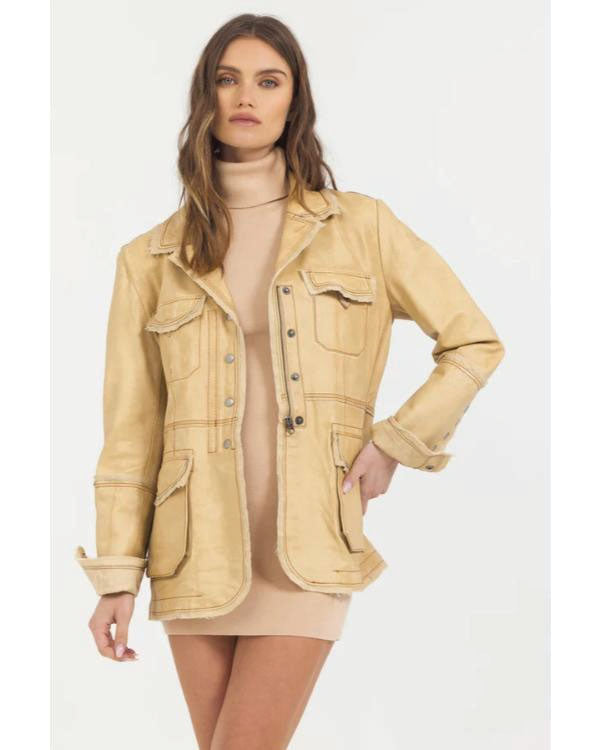 The Kelly Clarkson Show Hoda Kotb Beige Leather Jacket