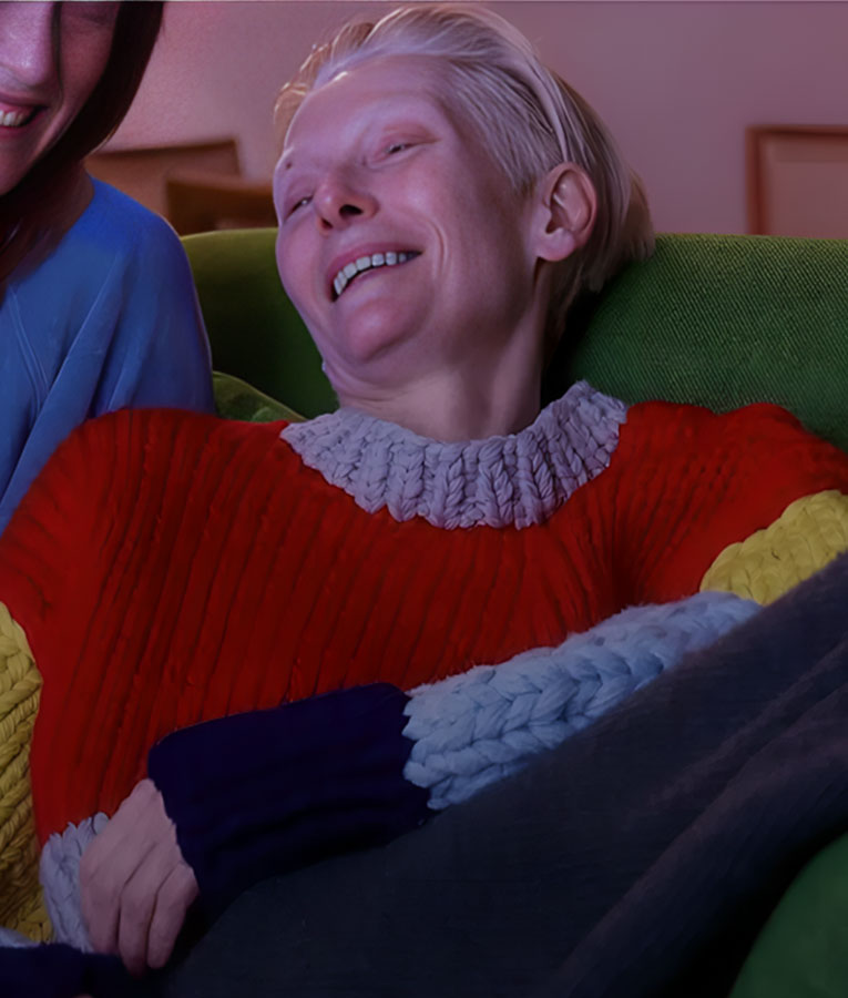 The Room Next Door Tilda Swinton Colorblock Sweater