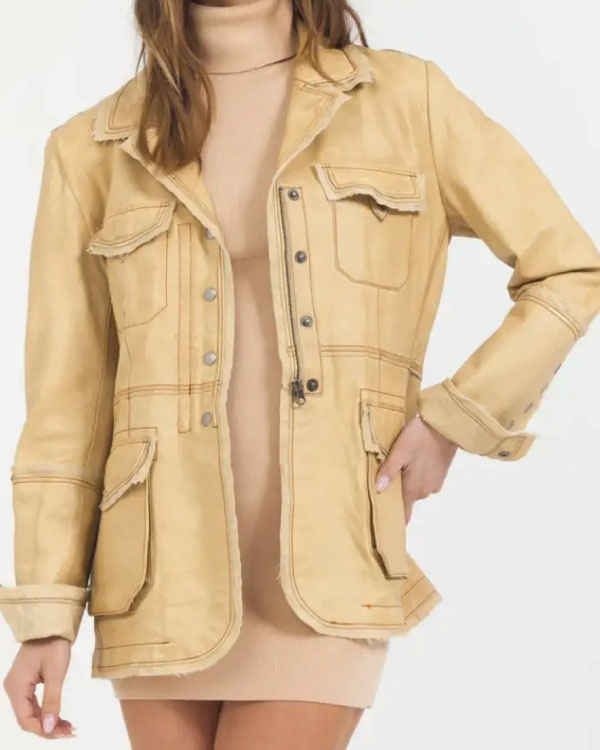 The Today Show 2025 Hoda Kotb Beige Leather Jacket