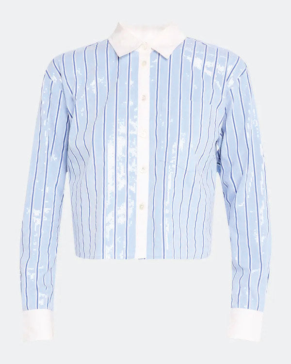 The Today Show 2025 Savannah Guthrie Blue Sequin Striped Shirt