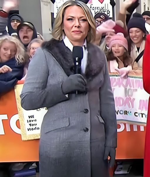 The Today Show Dylan Dreyer Grey Fur Collar Coat