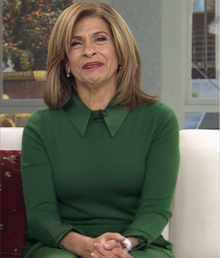 The Today Show Hoda Kotb Green Satin Collar Sweater