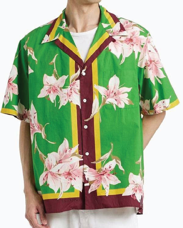 The Valley Persian Style Reza Farahan Green Floral Print Shirt