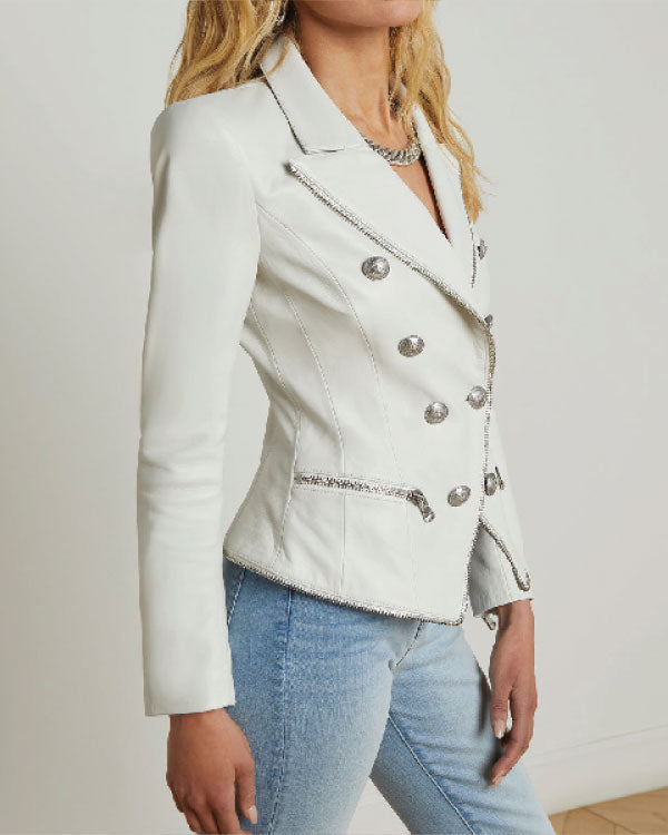 The View 2025 Ana Navarro White Leather Blazer