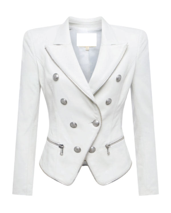 The View 2025 Ana Navarro White Leather Blazer