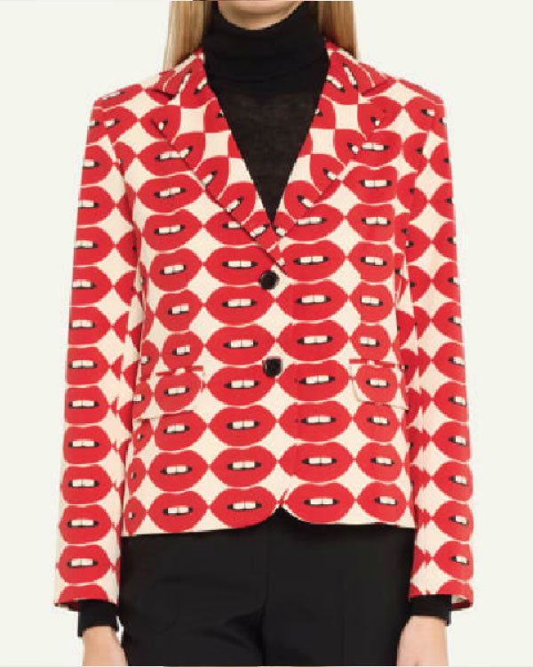 The View 2025 Joy Behar Red Lips Print Blazer