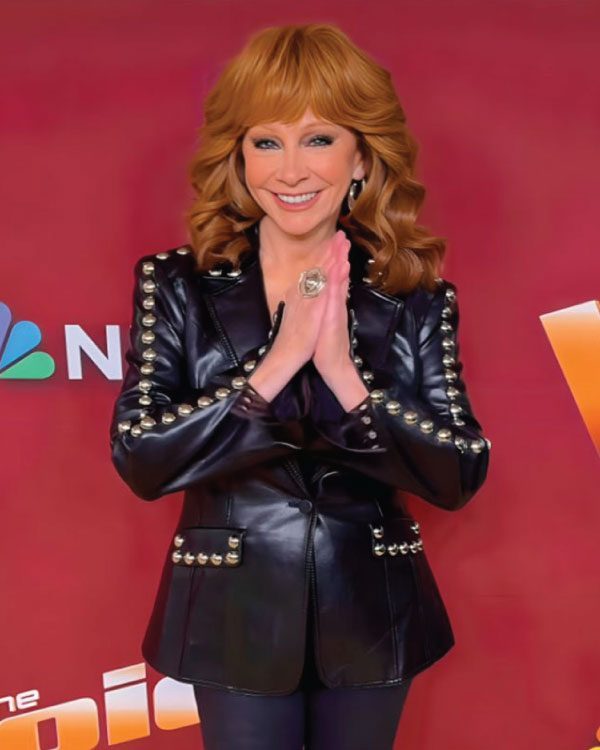 The Voice S26 Reba McEntire Black Leather Blazer