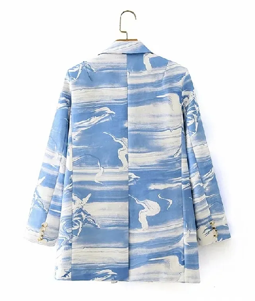 The Voice S27 Nell Simmons Blue & White Print Blazer