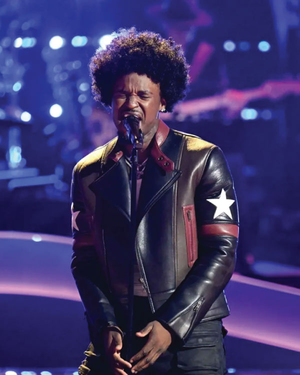 The Voice S28 Kenny Iko Star Sleeves Leather Jacket