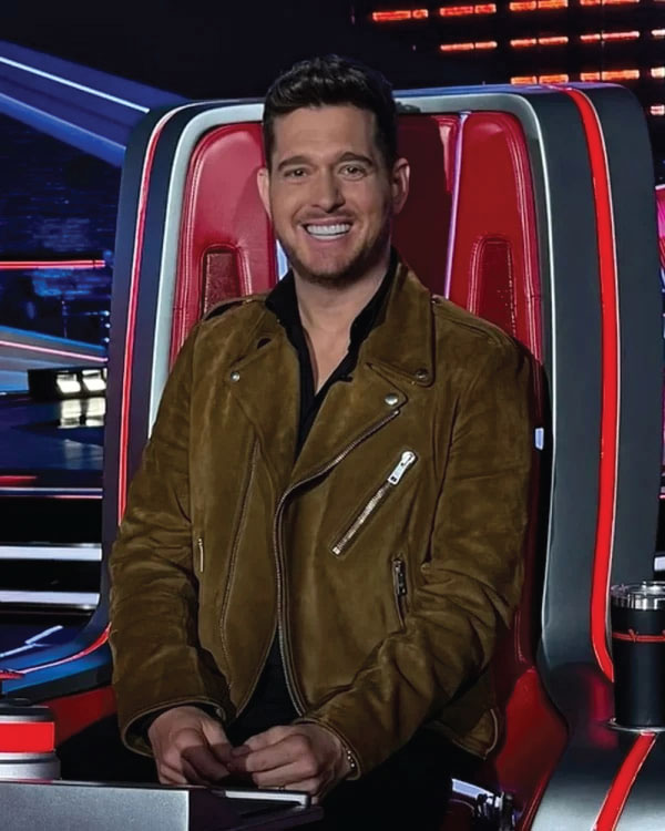The Voice S28 Michael Buble Brown Leather Jacket