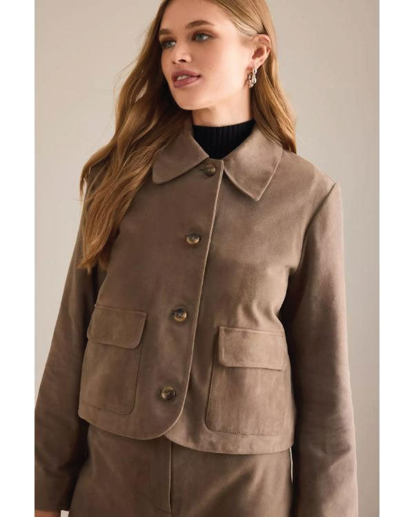 The Walking Dead Daryl Dixon S03 Beige Suede Crop Jacket