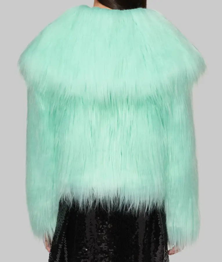 The Life Of A Showgirl Mint Faux Fur Coat