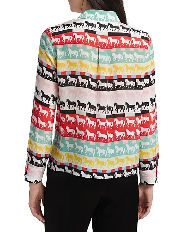 The Neighborhood S08 Beth Behrs Horse Print Striped Shirt
