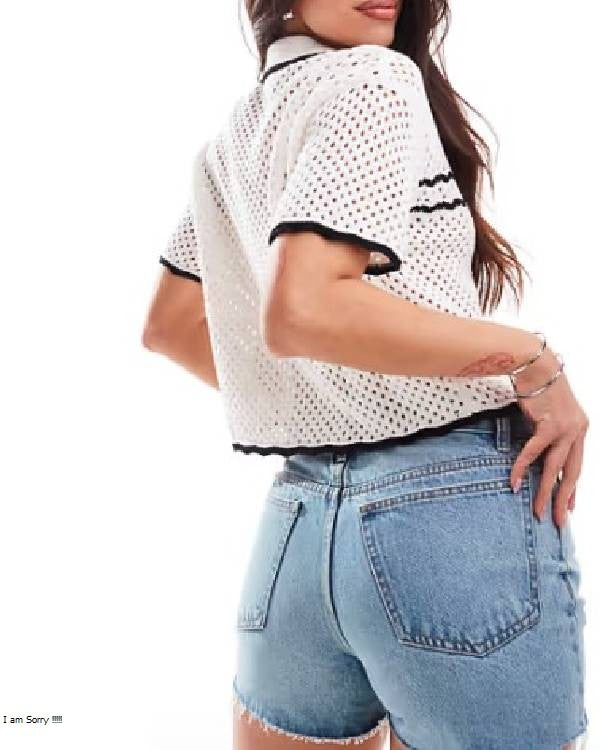 The Neighborhood Skye Townsend Crochet Polo Top