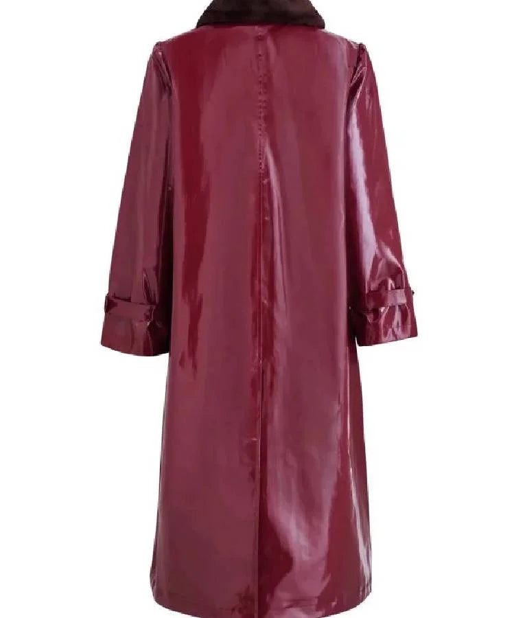 The Today Show Dylan Dreyer Fur Collar Long Rain Coat