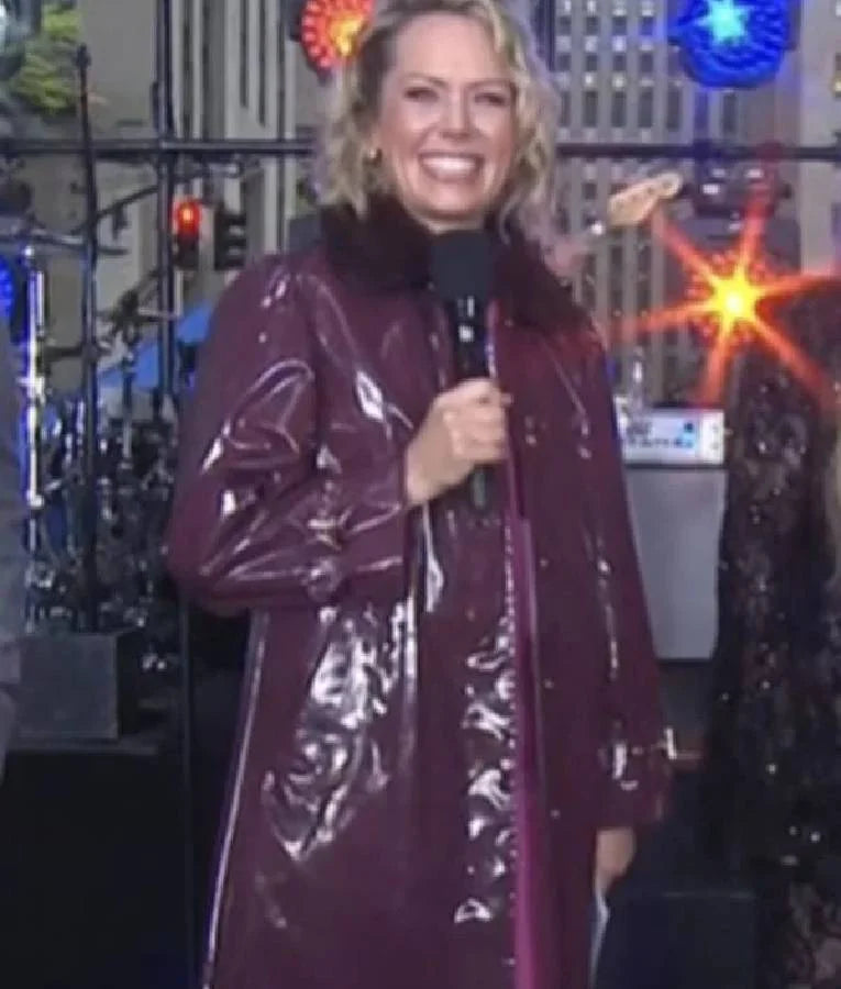 The Today Show Dylan Dreyer Fur Collar Long Rain Coat
