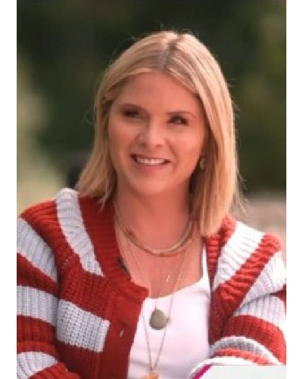 The Today Show Jenna Bush Hager Red and Blue Striped Cardigan