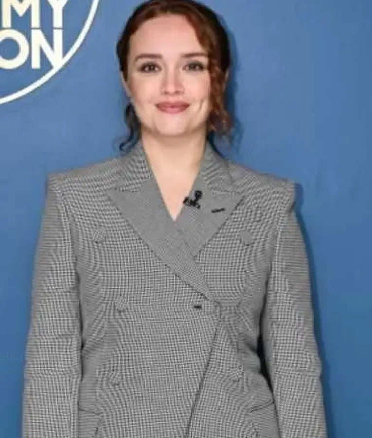 The Tonight Show 2025 Olivia Cooke Houndstooth Double Breasted Coat