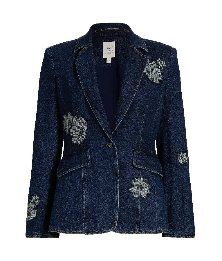 The View 2025 Joy Behar Denim Floral Applique Blazer