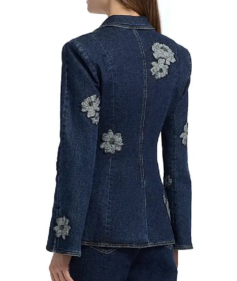 The View 2025 Joy Behar Denim Floral Applique Blazer