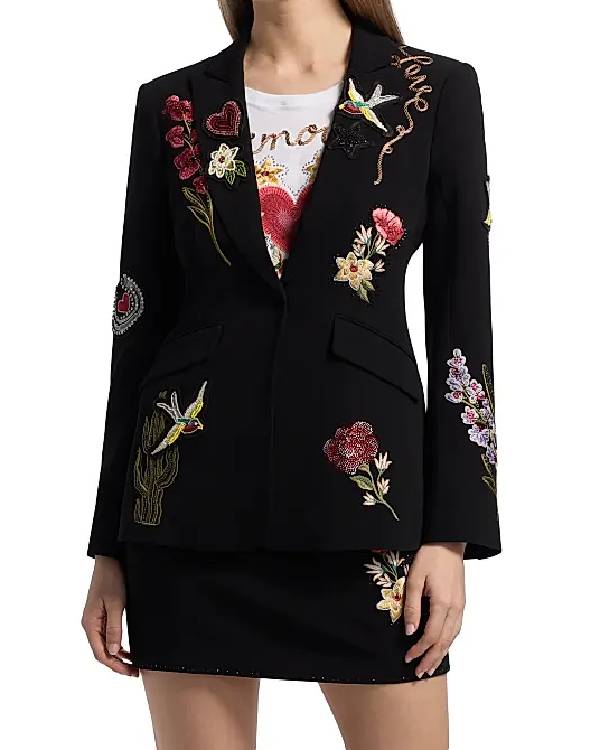 The View Joy Behar Black Embroidered Blazer