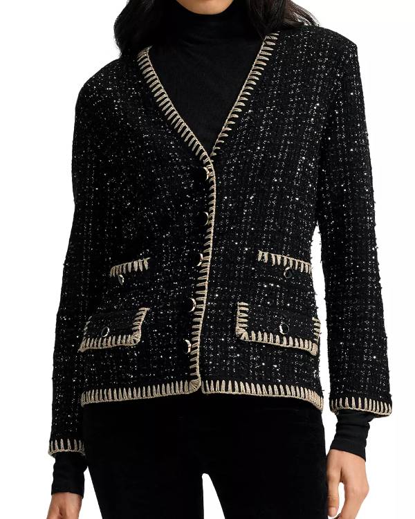 The View Joy Behar Black Metallic Tweed Cardigan