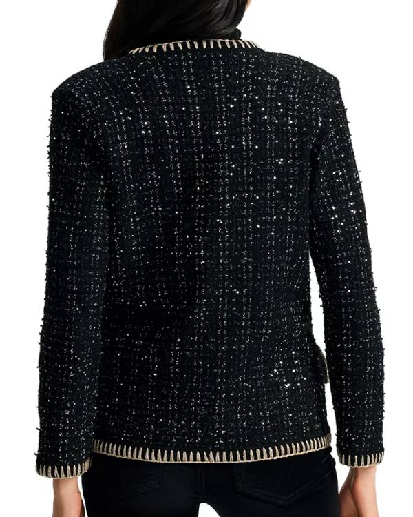 The View Joy Behar Black Metallic Tweed Cardigan
