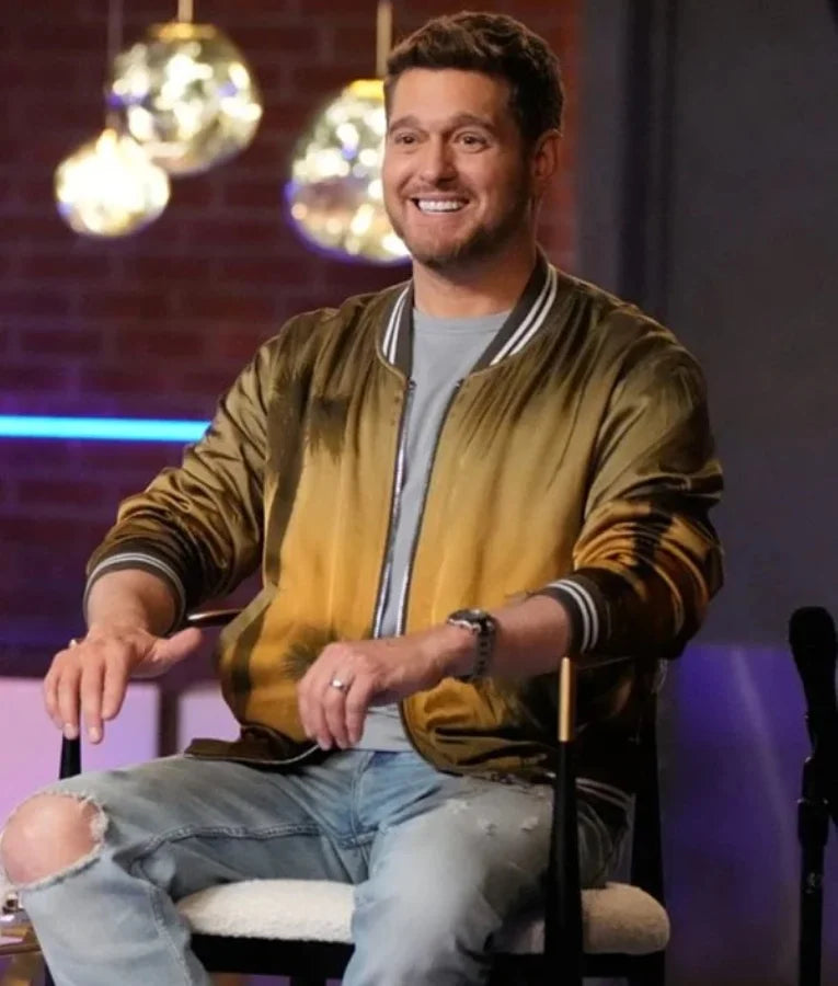 The Voice S26 Michael Bublé Palm Tree Print Bomber Jacket
