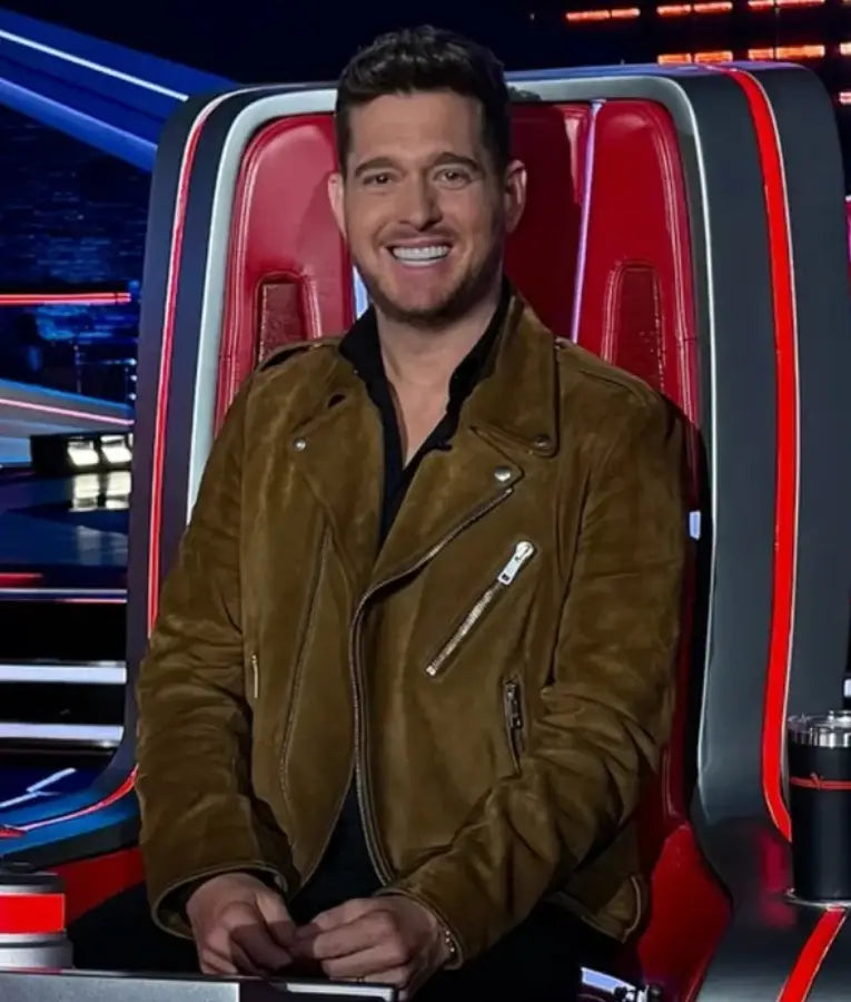 The Voice S28 Michael Buble Brown Leather Jacket