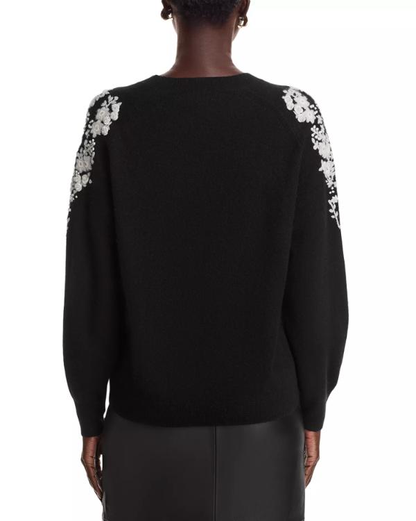 The Voice S28 Reba McEntire Black Embroidered Sweater