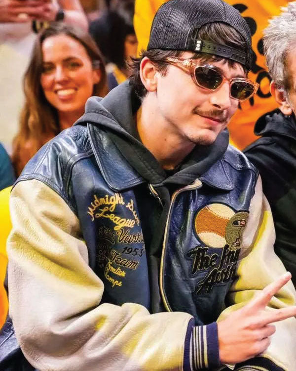 Timothee Chalamet Knicks NBA Game Leather Jacket