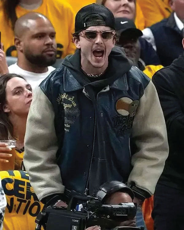 Timothee Chalamet Knicks NBA Game Leather Jacket