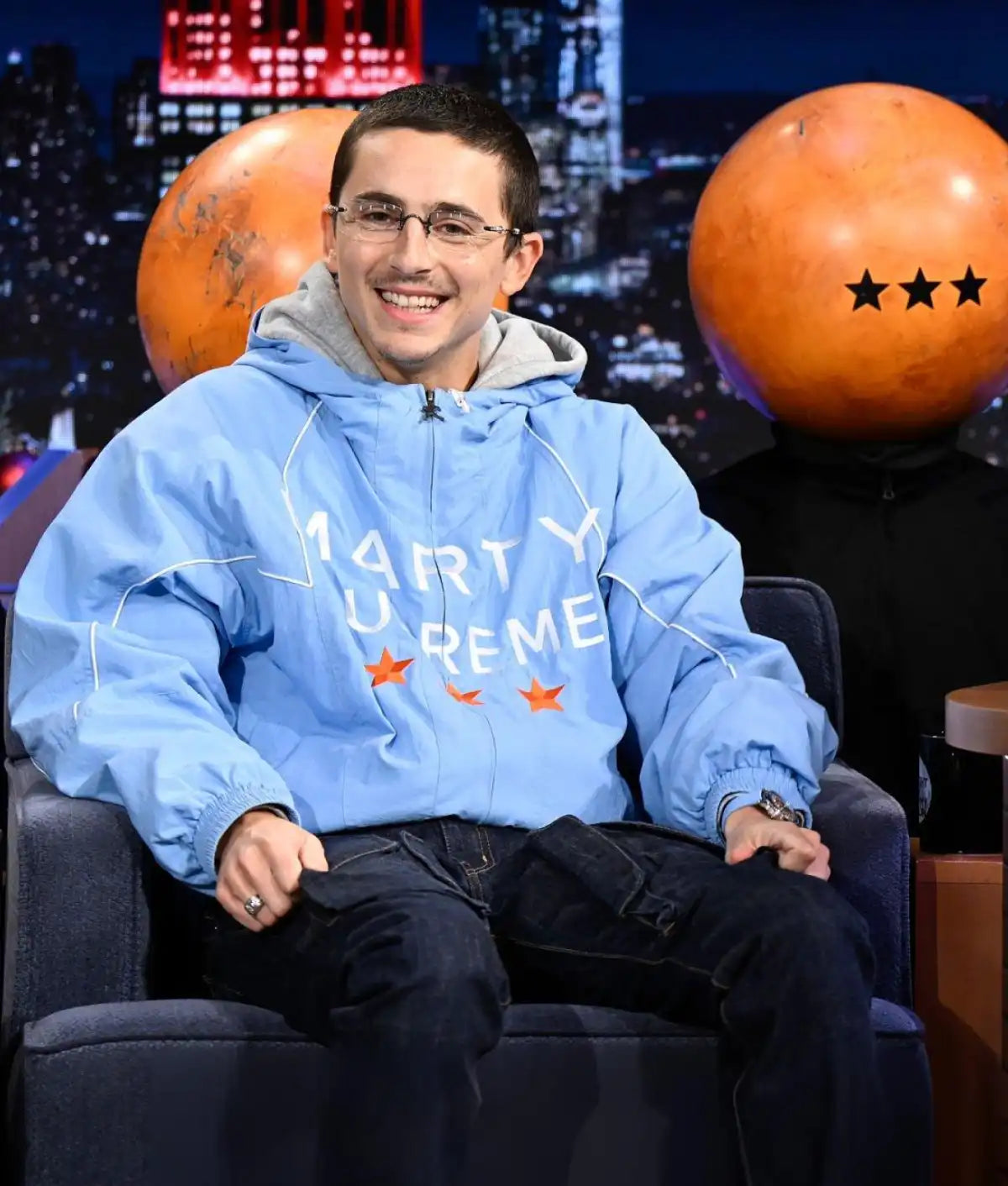 Timothée Chalamet Marty Supreme Blue Jacket