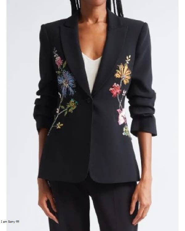 Today Show Ree Drummond Black Floral Embellished Blazer