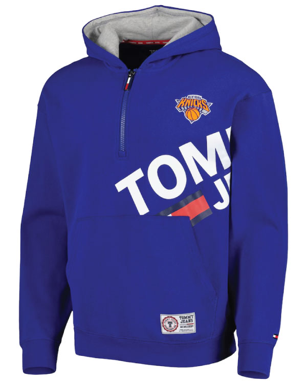 Tommy Jeans Blue New York Knicks Bernard Half-Zip Hoodie