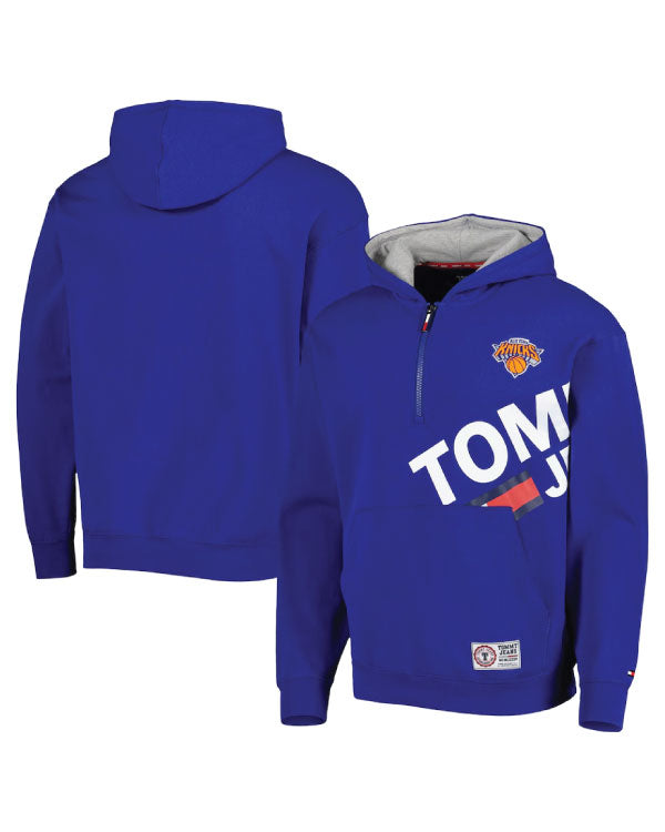 Tommy Jeans Blue New York Knicks Bernard Half-Zip Hoodie